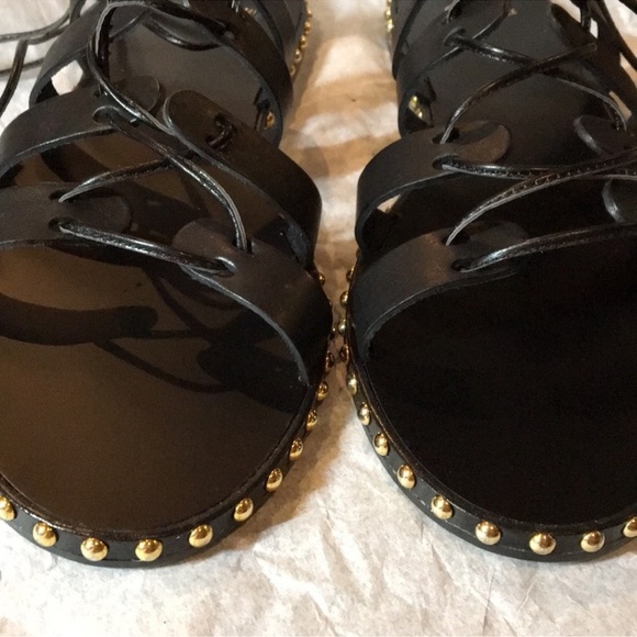J.crew Black Studded Lace-Up Sandals made in Italy chic Sz 8.5 - Picture 3 of 4